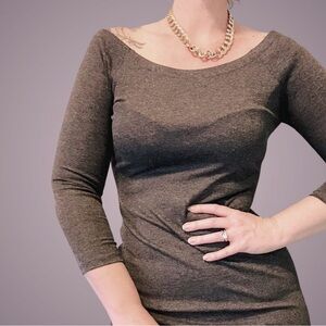 ZARA Trafaluc Fall Winter Collection Grey Off the Shoulder Bodycon Midi Dress L